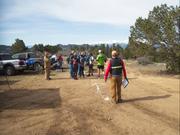 Cluster of runners at the aid station