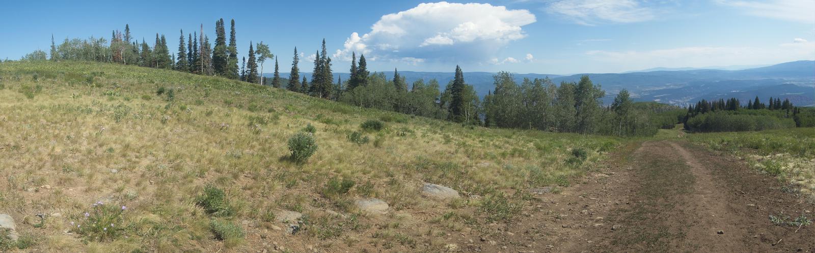 Nice view of the surrounding mountains from near the top of the ski area